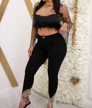 NEW MANTRA kailee rhinestone jeans in black